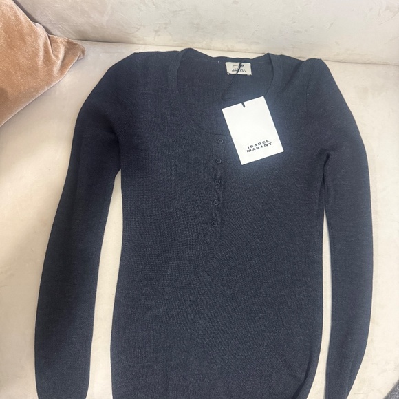 Isabel Marant Estine knit Henley top gray - Picture 2 of 2